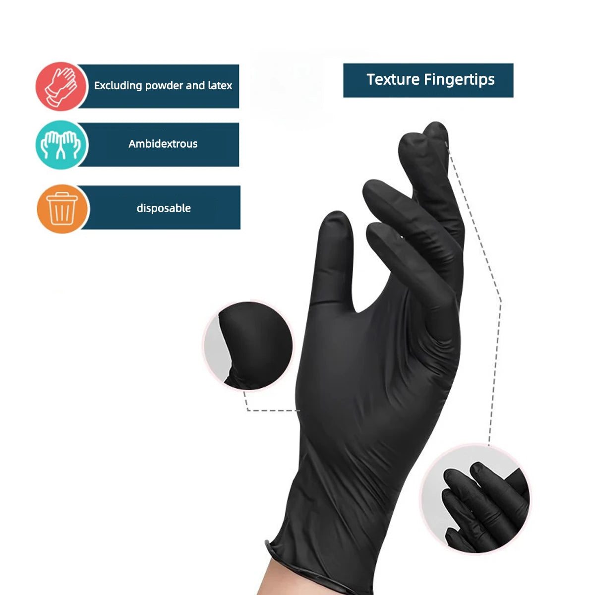 10/20/50/100PCS Bagged Disposable Gloves Black Disposable Gloves Household