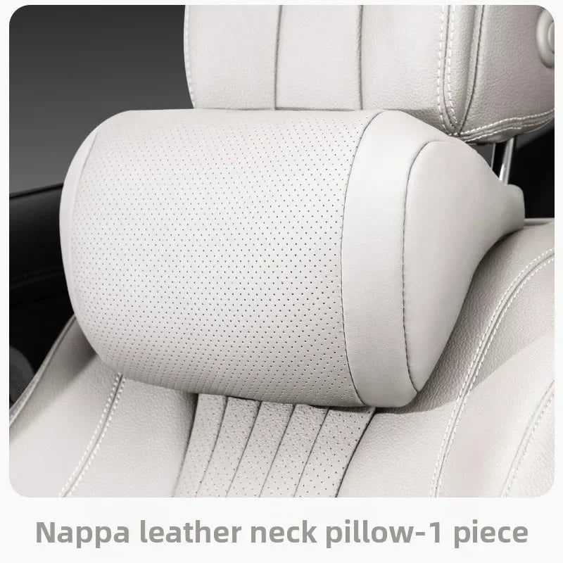 Luxury Nappa Leather Car Seat Headrest Car Interior Seat Protect Neck