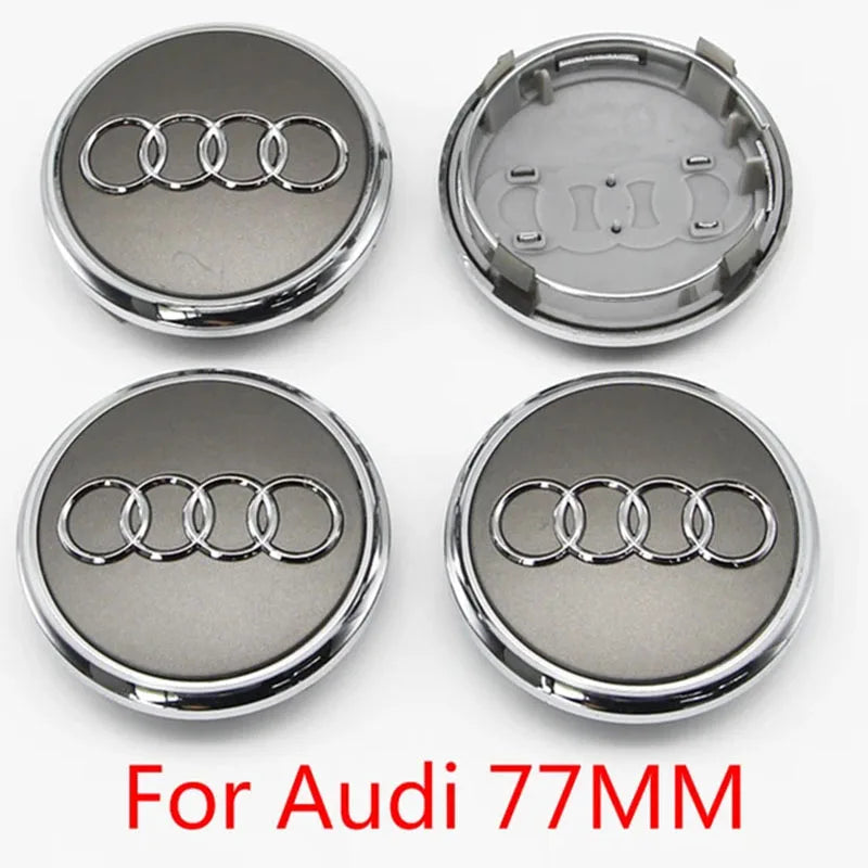 4PCS 60mm 61mm 68mm 69mm 77mm Car Wheel Center Cap Hub Cover Badge For Audi