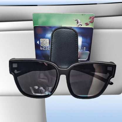 JFBONIN Magnetic Leather Sunglasses Holder Car Sunshade Clip with Ticket