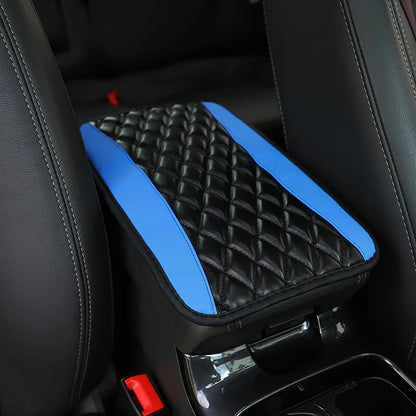 Car Armrest Cover Mat PU Leather Ethnic Style Print Waterproof Non Slip