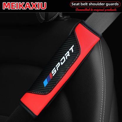 1/2pcs Women's PU Leather Carbon Fiber Sport Car Shoulder Guard Cover Seat
