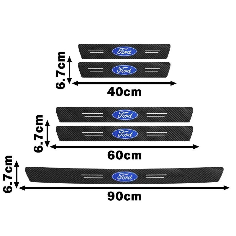 4/1Pc Carbon Fiber Car Door Edge Sill Protector Strip 3D Sticker For Ford