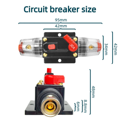 12v-48v Circuit Breaker 30a To 300a Power Protection Fuse Manual Reset