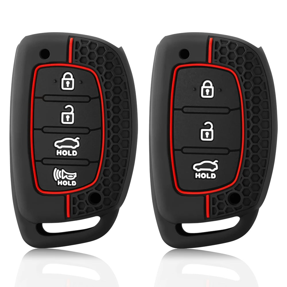 3/4 Button Silicone Car Key Case For Hyundai Solaris Verna Elantra Santa Fe