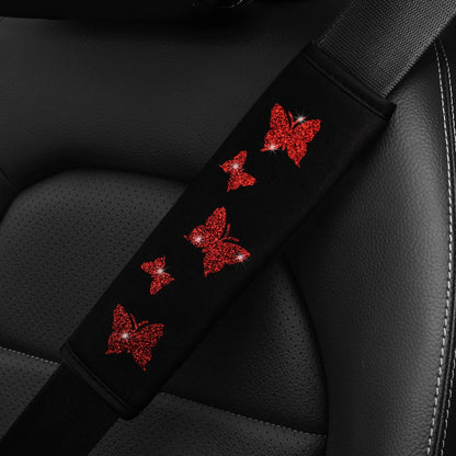 1 Glitter Pink Butterfly Blingling Fabric Automotive Supplies Seat Belt