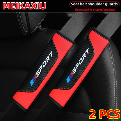 1/2pcs Women's PU Leather Carbon Fiber Sport Car Shoulder Guard Cover Seat