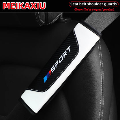 1/2pcs Women's PU Leather Carbon Fiber Sport Car Shoulder Guard Cover Seat