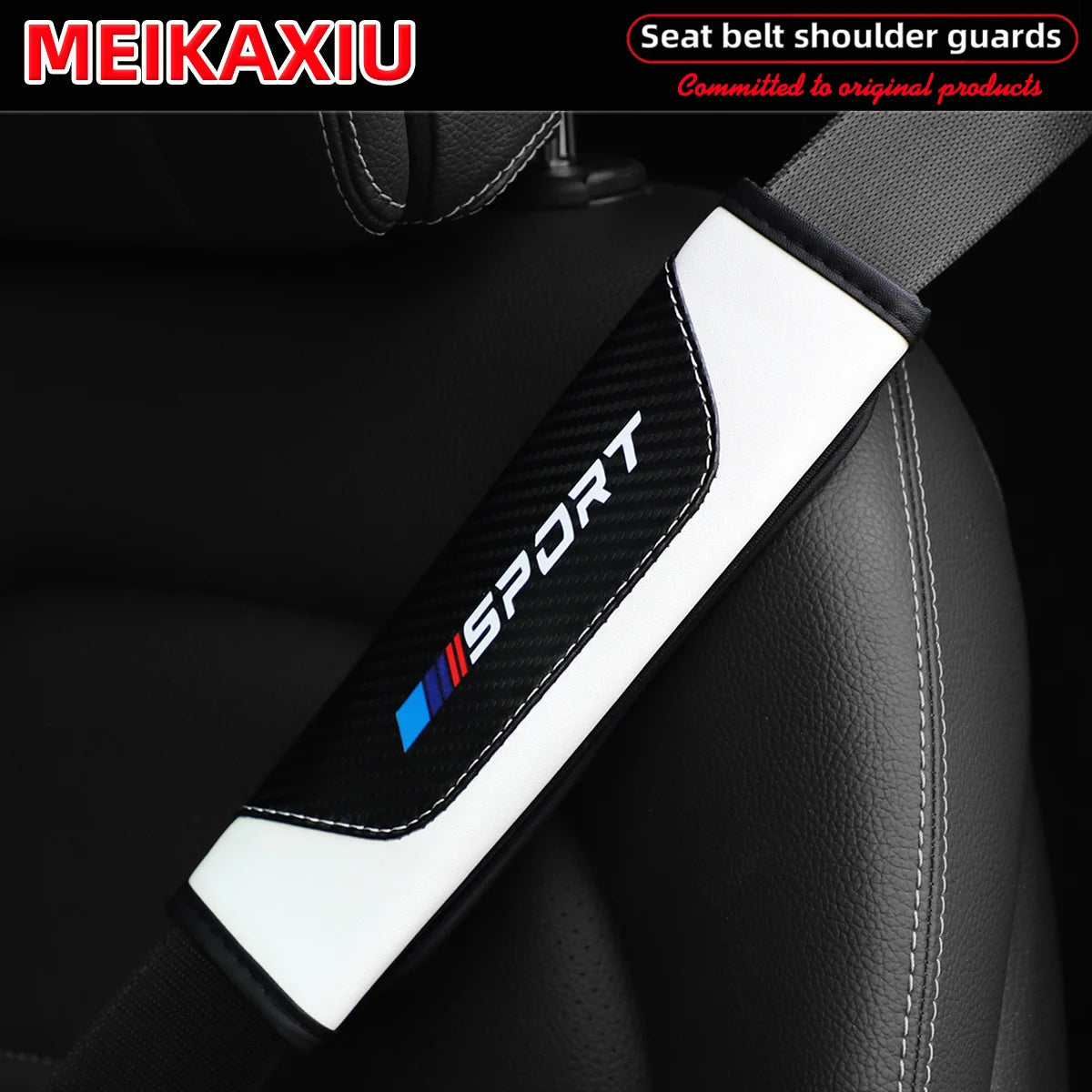Women'S PU Leather Carbon Fiber Sport Car Shoulder Guard Cover Seat Belt