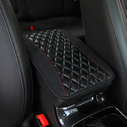Car Armrest Cover Mat PU Leather Ethnic Style Print Waterproof Non Slip