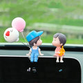Car Cute Cartoon Couples Action Figure Figurines Balloon Ornament Auto