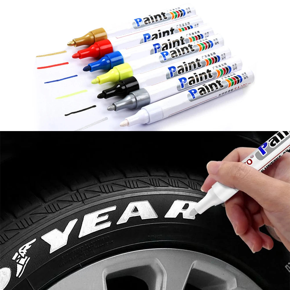 1pcs White Waterproof Cars Wheel Tire Oily Mark Pen Auto Rubber Tyre Paint