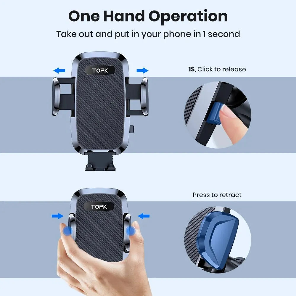TOPK Car Phone Holder Mount 2-In-1 Handsfree Stand Dashboard Air Vent