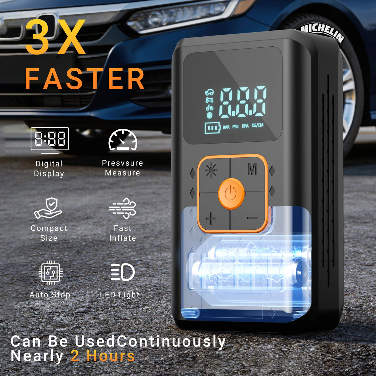 Wireless Car Air Compressor Air Pump Digital Display Electric Tire Inflator