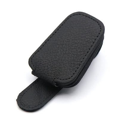 Car Sunglasses Holder Car Magnetic Leather Clip Card Ticket Holder Auto Sun