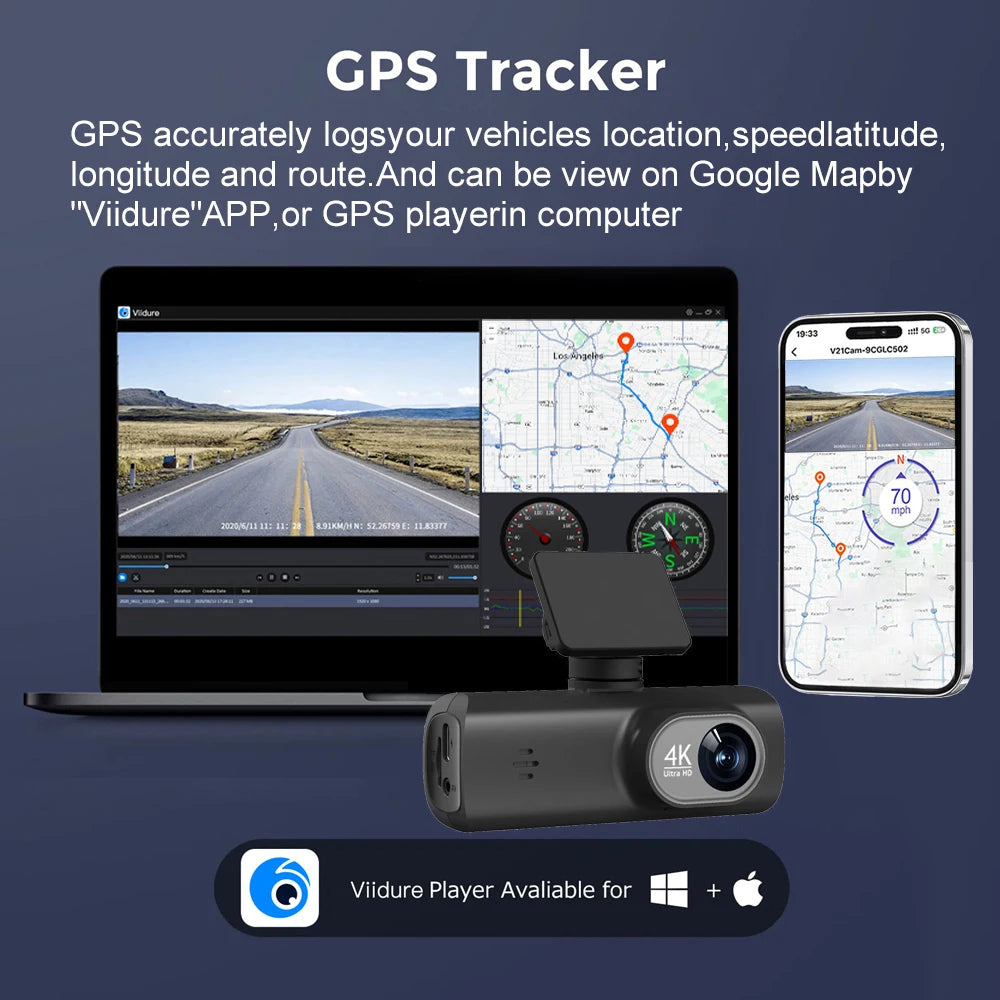 UHD 4K WiFi Dash Cam Dual Lens Driving Recorder Car DVR Optional 1080P Rear