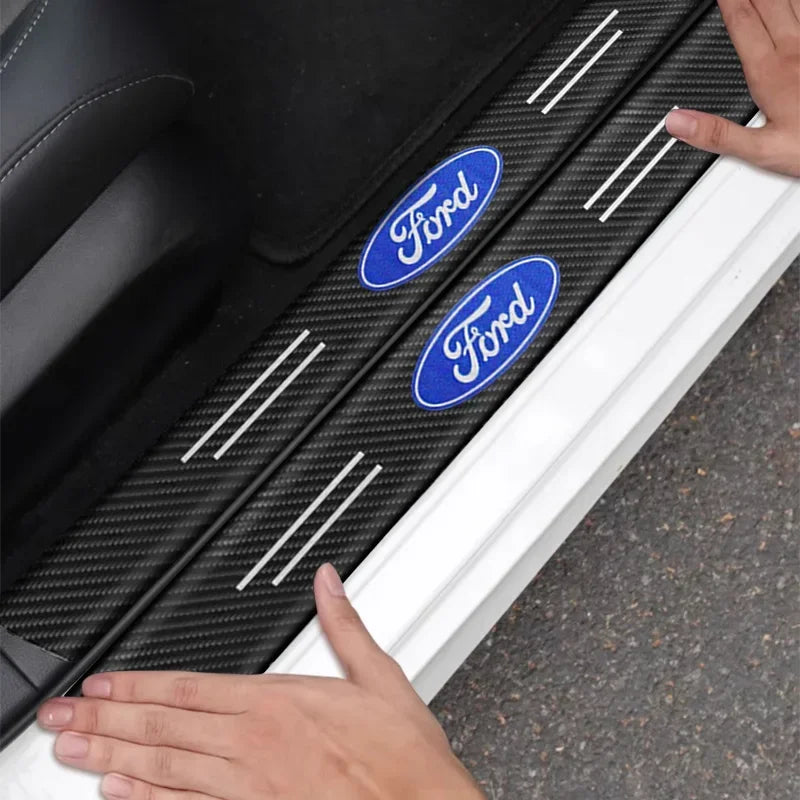 4/1Pc Carbon Fiber Car Door Edge Sill Protector Strip 3D Sticker For Ford
