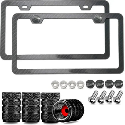 Black Carbon Fiber Pattern Plastic License Plate Frame Fiber Black Aluminum
