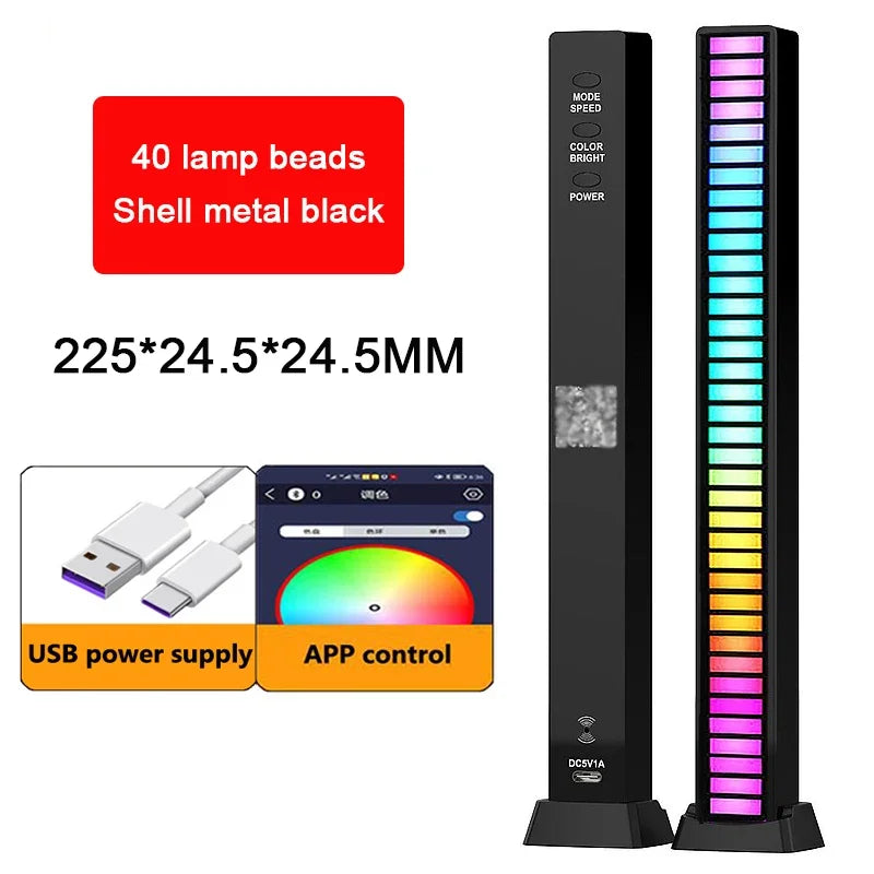 RGB LED Strip Light Music Sound Control Pickup Rhythm Ambient Lamp