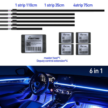 Full Color Streamer Car Ambient Lights RGB 64 Color LED Interior Hidden