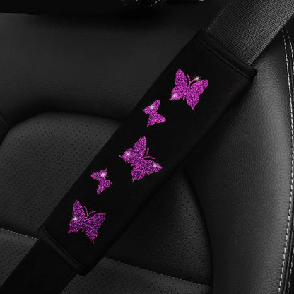 1 Glitter Pink Butterfly Blingling Fabric Automotive Supplies Seat Belt