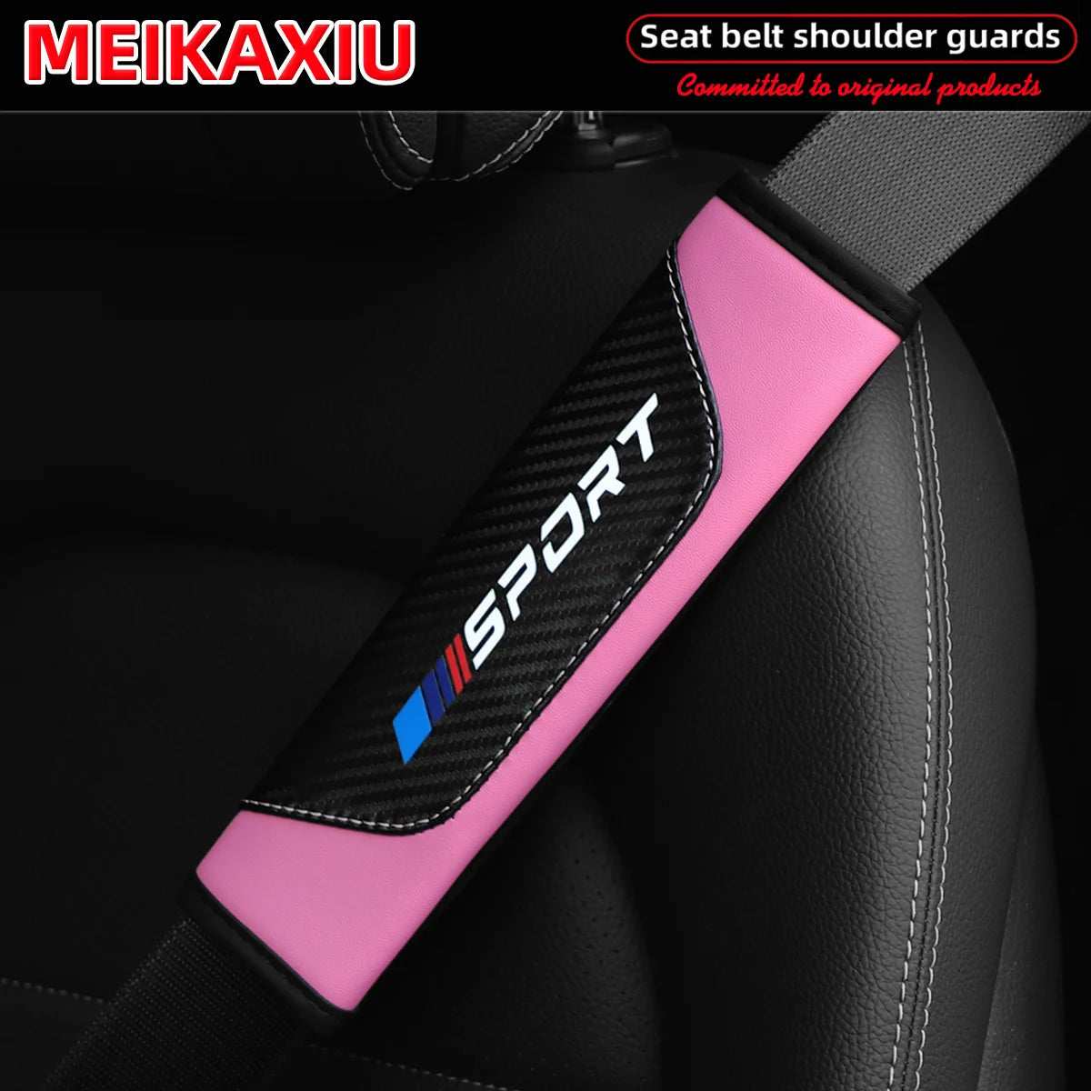 1/2pcs Women's PU Leather Carbon Fiber Sport Car Shoulder Guard Cover Seat