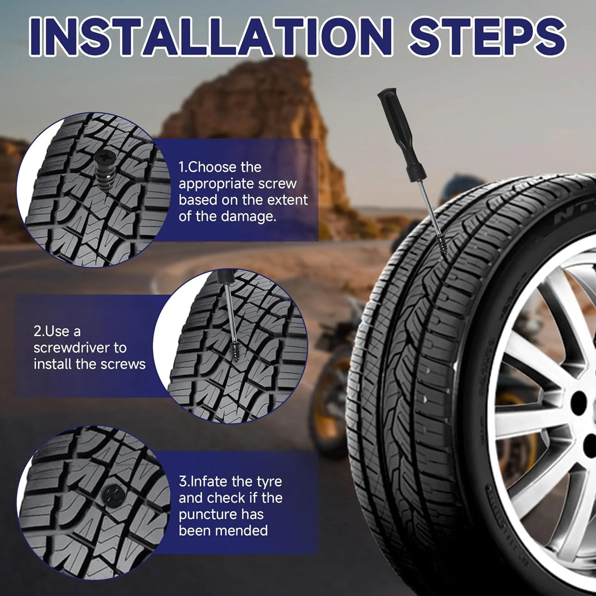 Easy DIY Spiral Tyre Repair Plugs Rubber Screw Nails Puncture Repair Tools