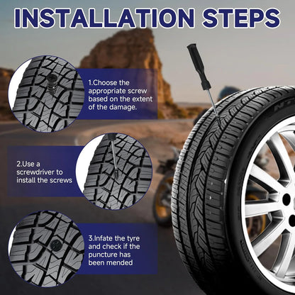 Easy DIY Spiral Tyre Repair Plugs Rubber Screw Nails Puncture Repair Tools