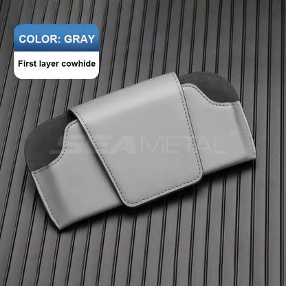 SEAMETAL Cowhide Sun Visor Glasses Holder Leather Wear-Resistant Sunglasses