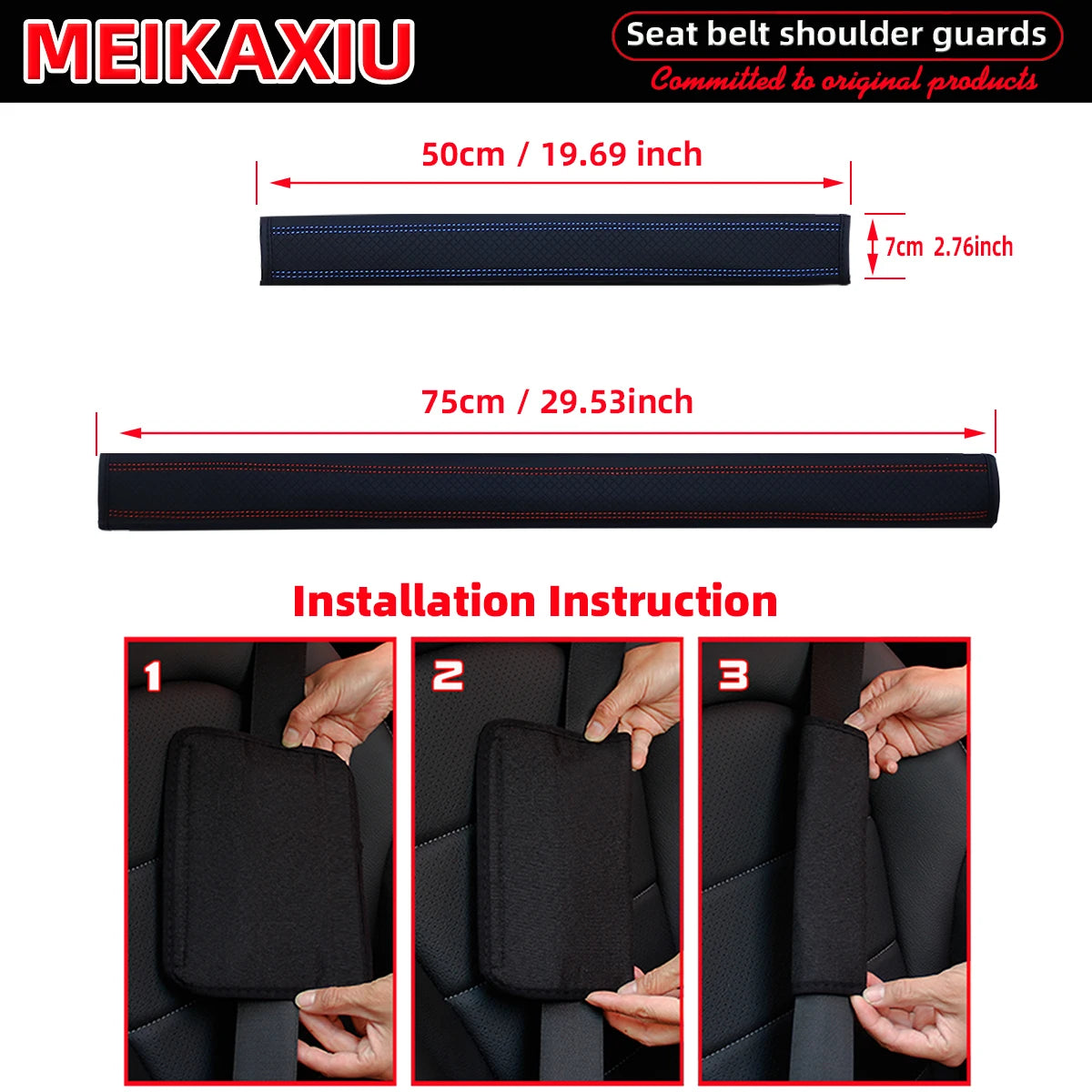 Long-style car shoulder guard cover made of PU leather with checkered
