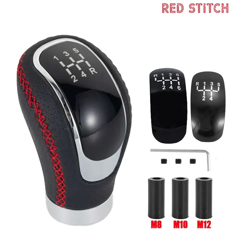 5/6 Speed Gear Shift Knob Shifter Lever Handle Modified Stick Leather Auto