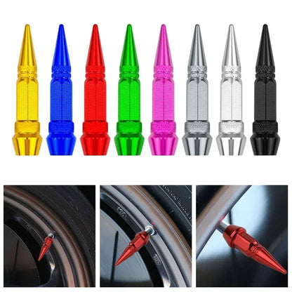 Car 4pcs Bullet Head Screws Valve Caps Personalized Modifications Pointed
