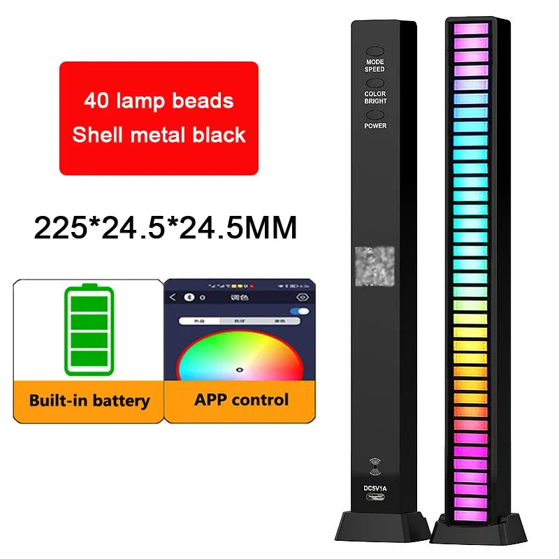 RGB LED Strip Light Music Sound Control Pickup Rhythm Ambient Lamp