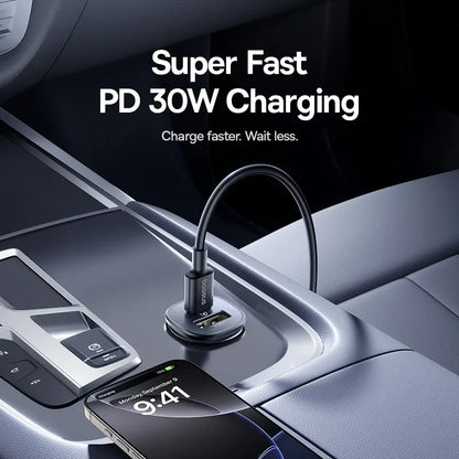 Baseus 30W Car Charger Fast Charging Dual Port USB Type-C PD QC FCP AFC For