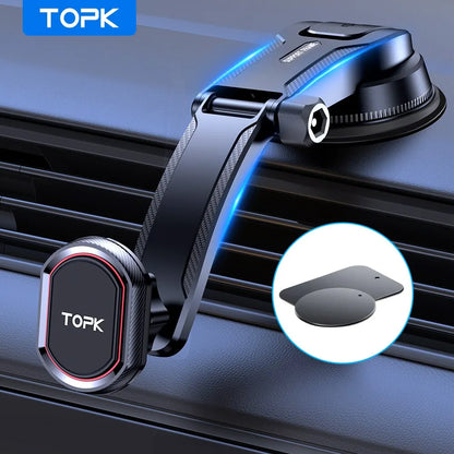 TOPK Magnetic Car Phone Holder 2-In-1 Handsfree Stand Mount Dashboard Air