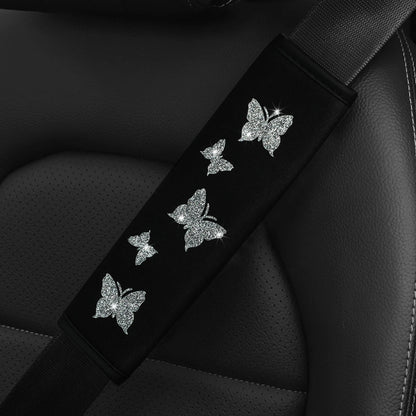 1 Glitter Pink Butterfly Blingling Fabric Automotive Supplies Seat Belt
