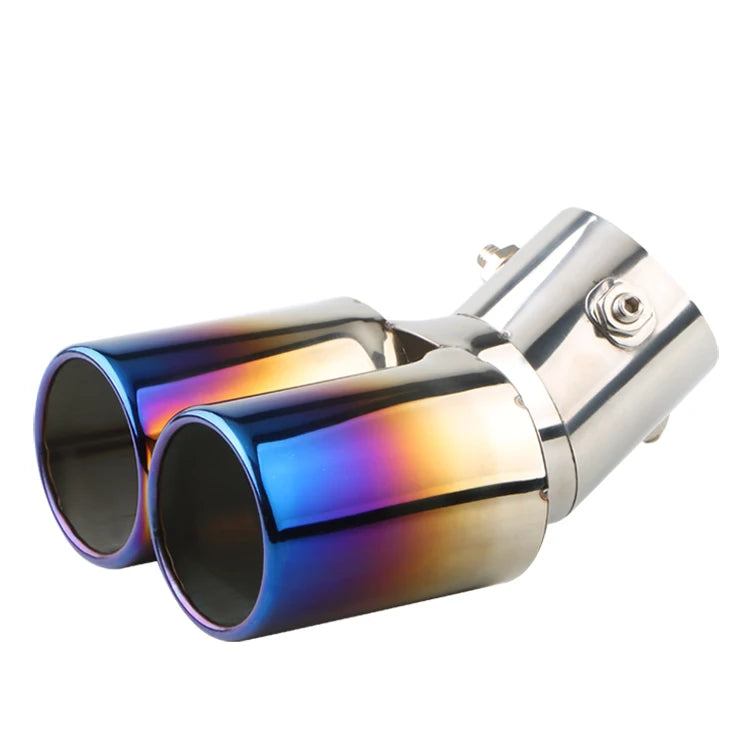 1PCS 63MM Inlet Double-Tube Curved Tailpipe Muffler Tip Stainless Steel