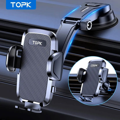 TOPK Car Phone Holder Mount 2-In-1 Handsfree Stand Dashboard Air Vent