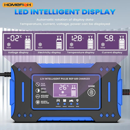 Battery Repair LCD Display 6A 12V Intelligent Car Battery Charger Car and