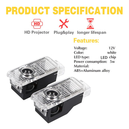 LED Car Door Welcome Ghost Shadow Light For AUDI TT Q3 Q5 Q7 Q8 A6 C6 C7 C8