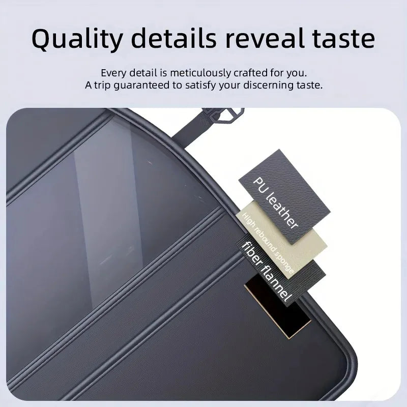 PU Leather Car Seat Kick Proof Pad with Pockets Multi-functional Tablet
