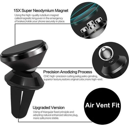 Magnetic Phone Holder Car Mount With Car Air Vent Clip Cellphone Mount