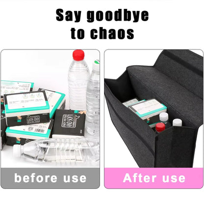 1PC Dark Gray Car Felt Storage Box Car Storage Bag Enlarged and Thickened