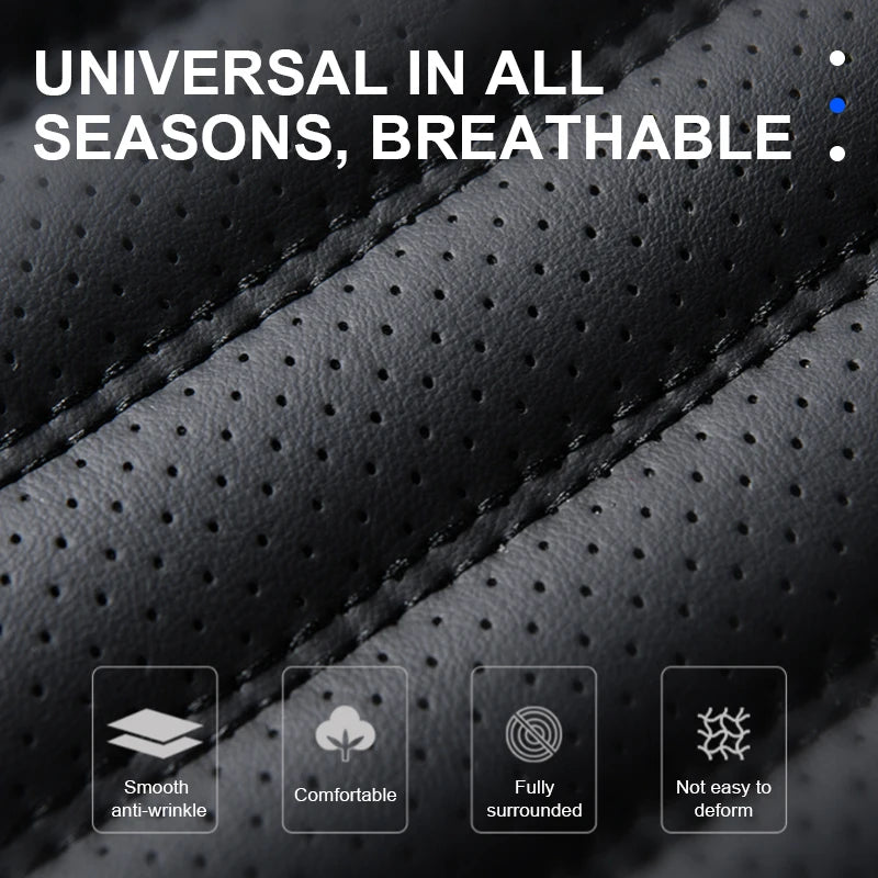 SEAMETAL Full-Wrapped Car Seat Cover Breathable Hole PU Car Front Seat