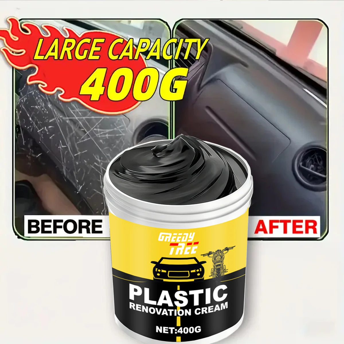 400g Heavy-Duty Car Plastic Renovator Wax - Fast-Acting Scratch Repair