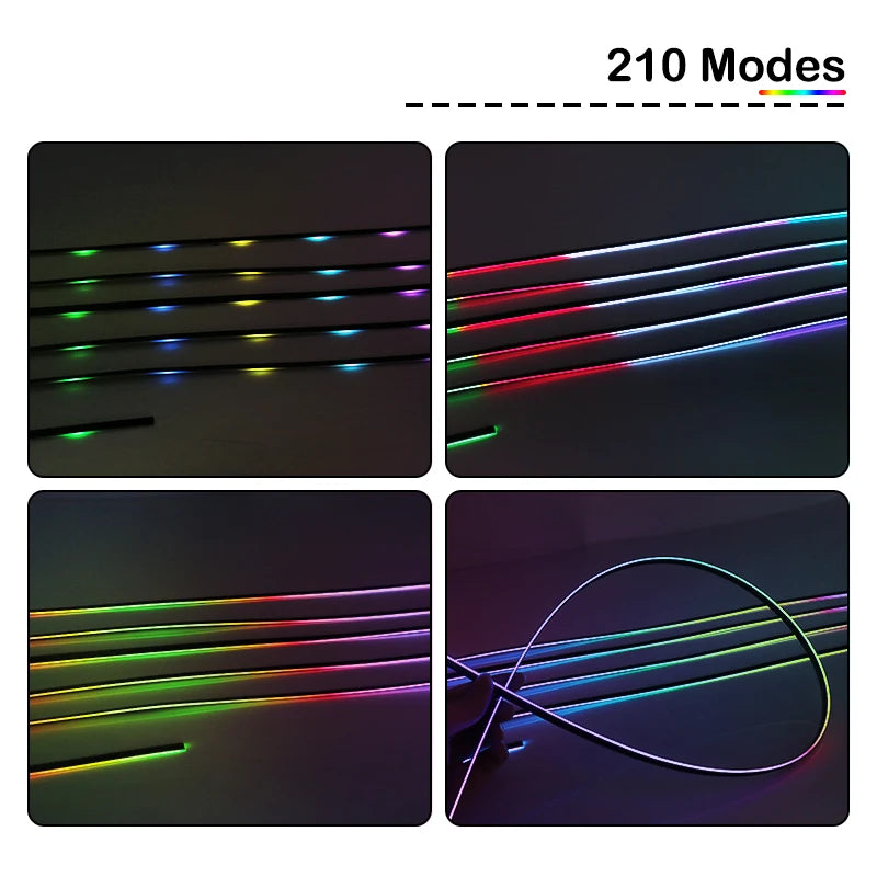 Full Color Streamer Car Ambient Lights RGB 64 Color LED Interior Hidden