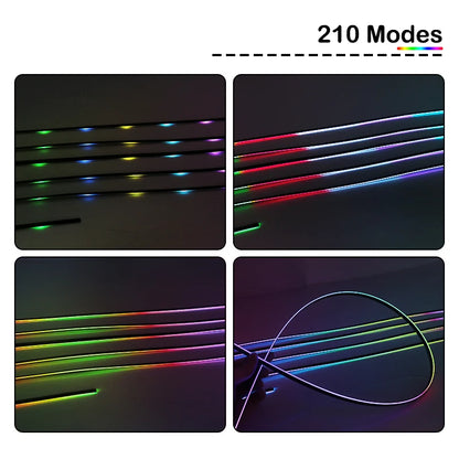 Full Color Streamer Car Ambient Lights RGB 64 Color LED Interior Hidden