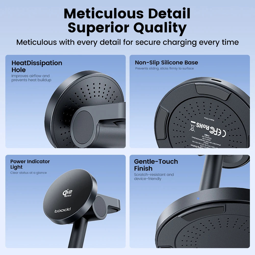 Toocki 3-in-1 Magnetic Wireless Charger 25W Qi2.2 Fast Charging Desktop