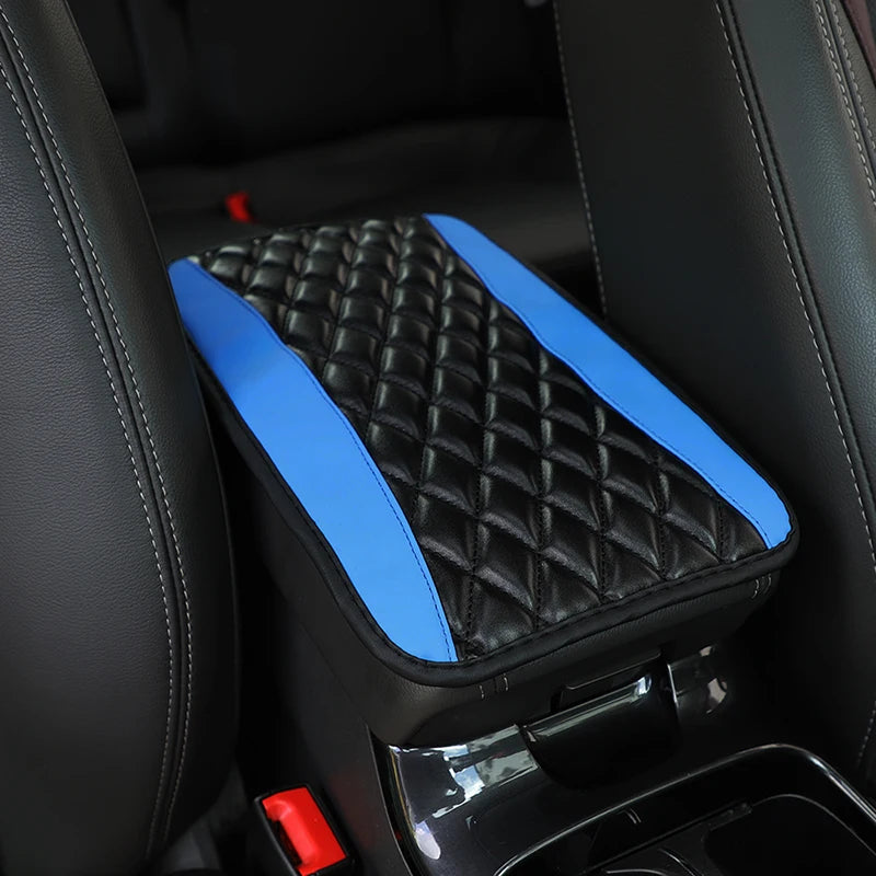 Car Armrest Cover Mat PU Leather Ethnic Style Print Waterproof Non Slip