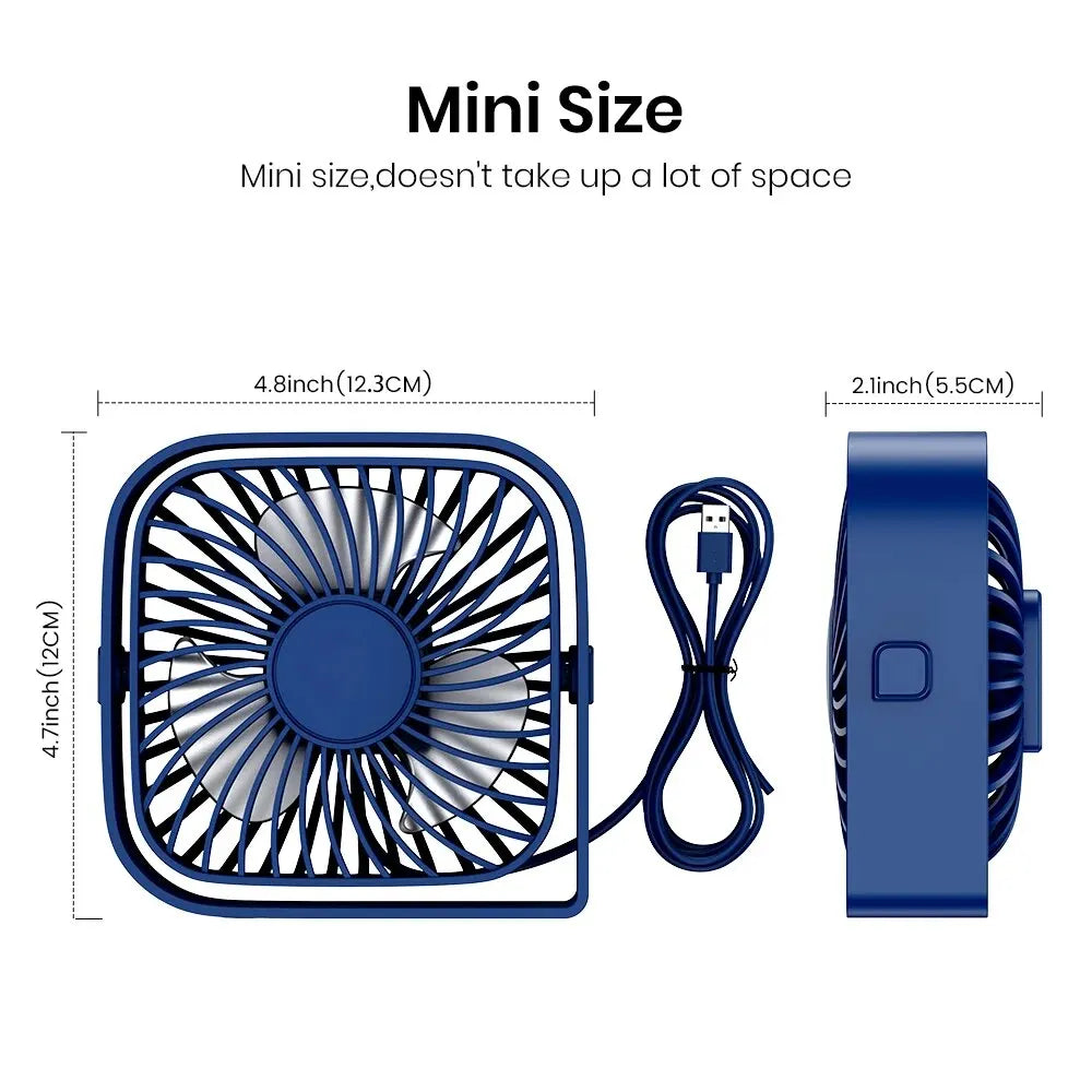 TOPK Mini Portable Fan USB Desk Fan Table Quiet 3 Speed Wind Personal Fan